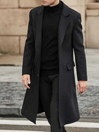 Men’s Long Warm Dragon & Phoenix Trench Coat – Classic Autumn/Winter Outerwear