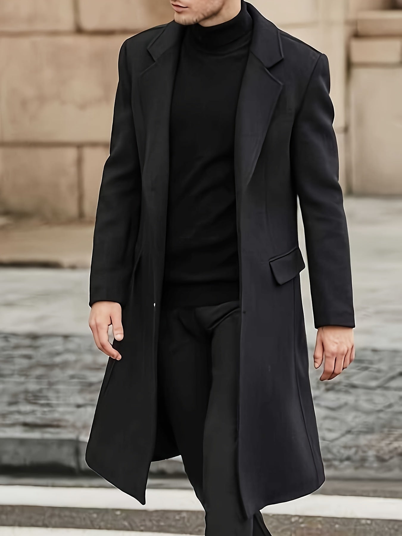 Men’s Long Warm Dragon & Phoenix Trench Coat – Classic Autumn/Winter Outerwear