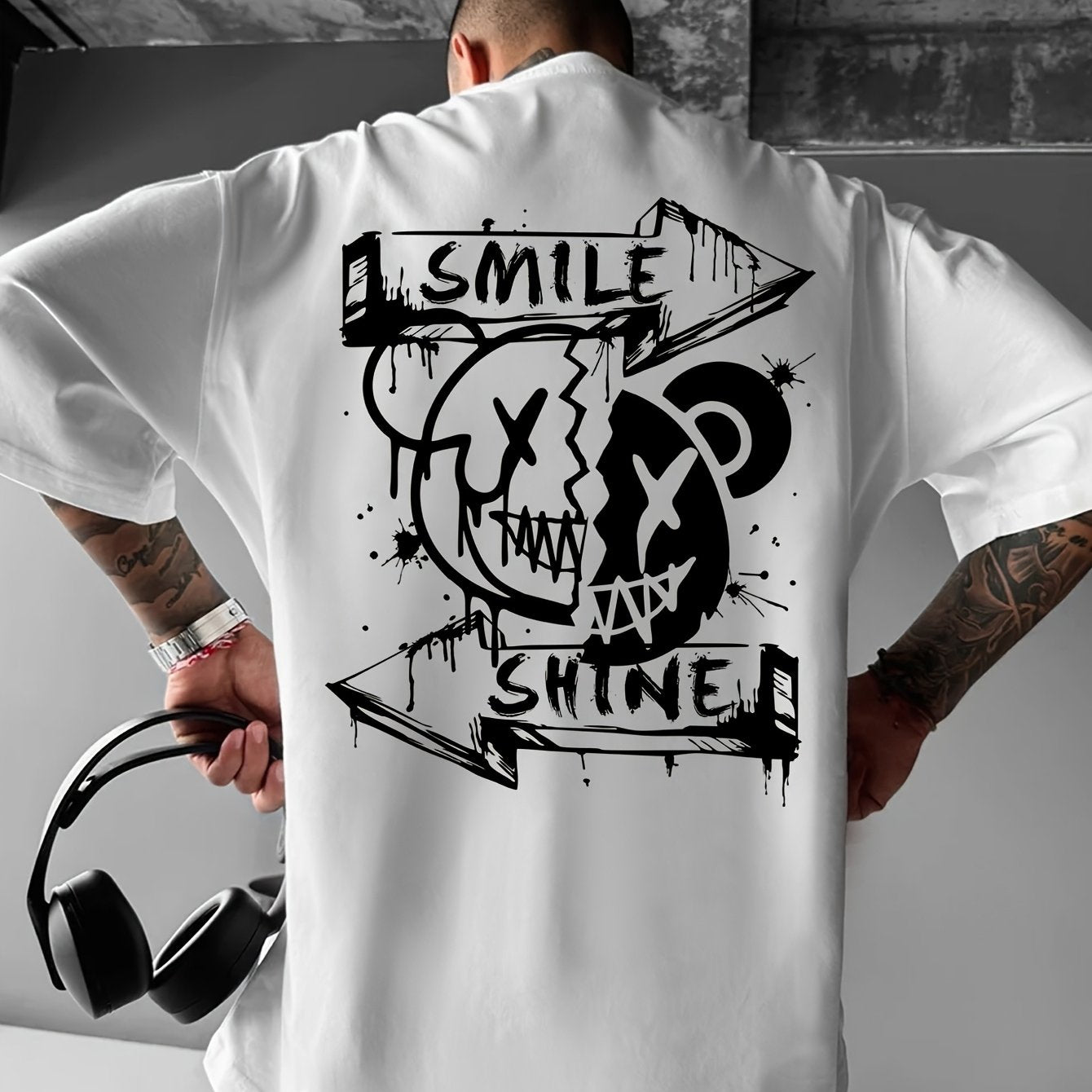 Men’s “Smile & Shine” Skull Graphic T-Shirt – Urban Streetwear Tee