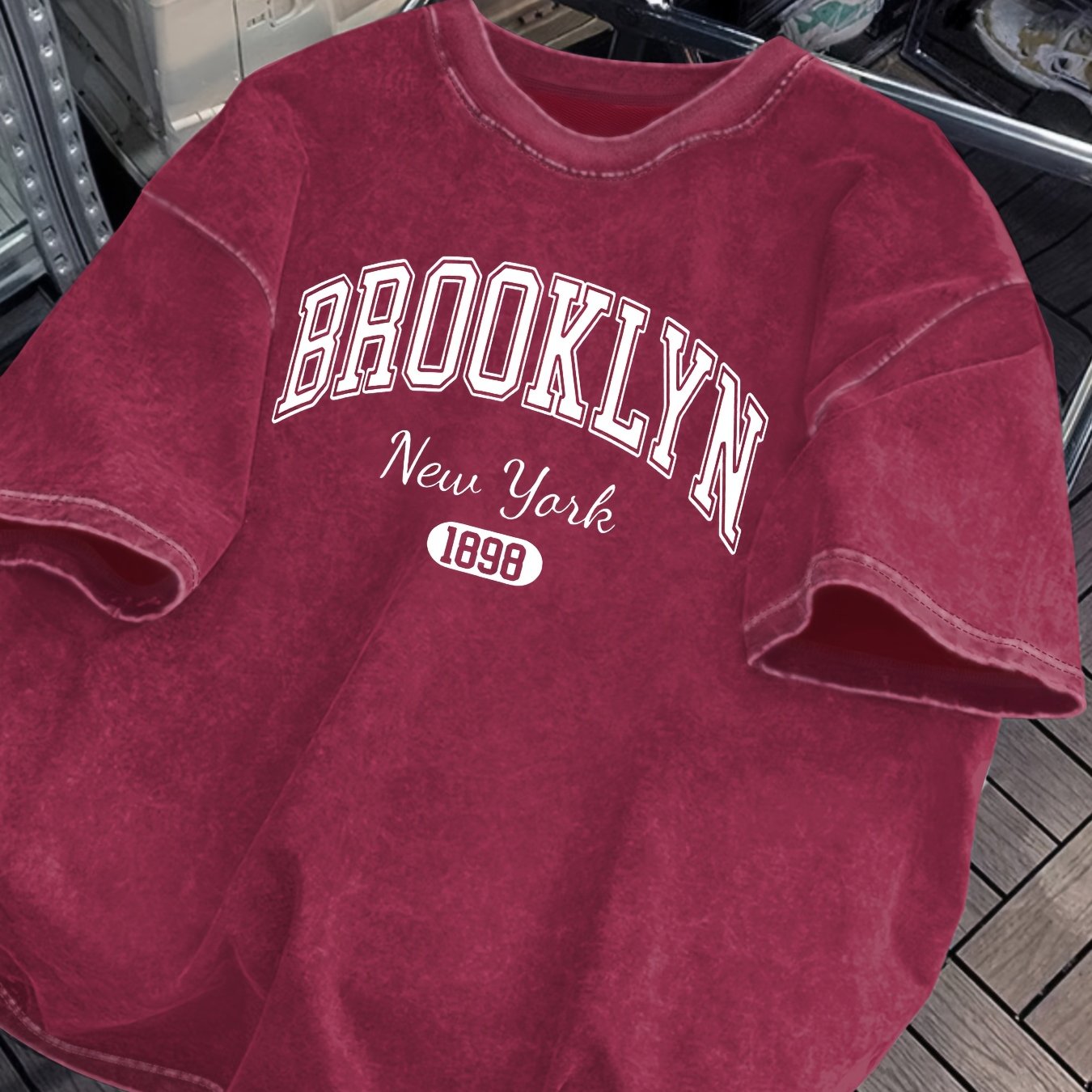 Women’s Brooklyn New York 1898 T-Shirt – Maroon Short Sleeve Summer Tee