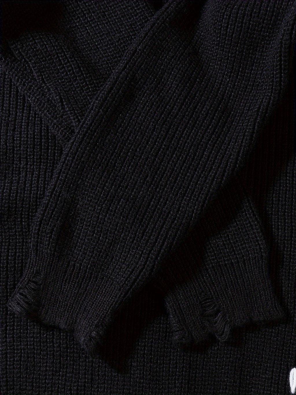 Unisex Distressed Sweater – Frayed Hem & Sleeves Loose Knit Street Pullover