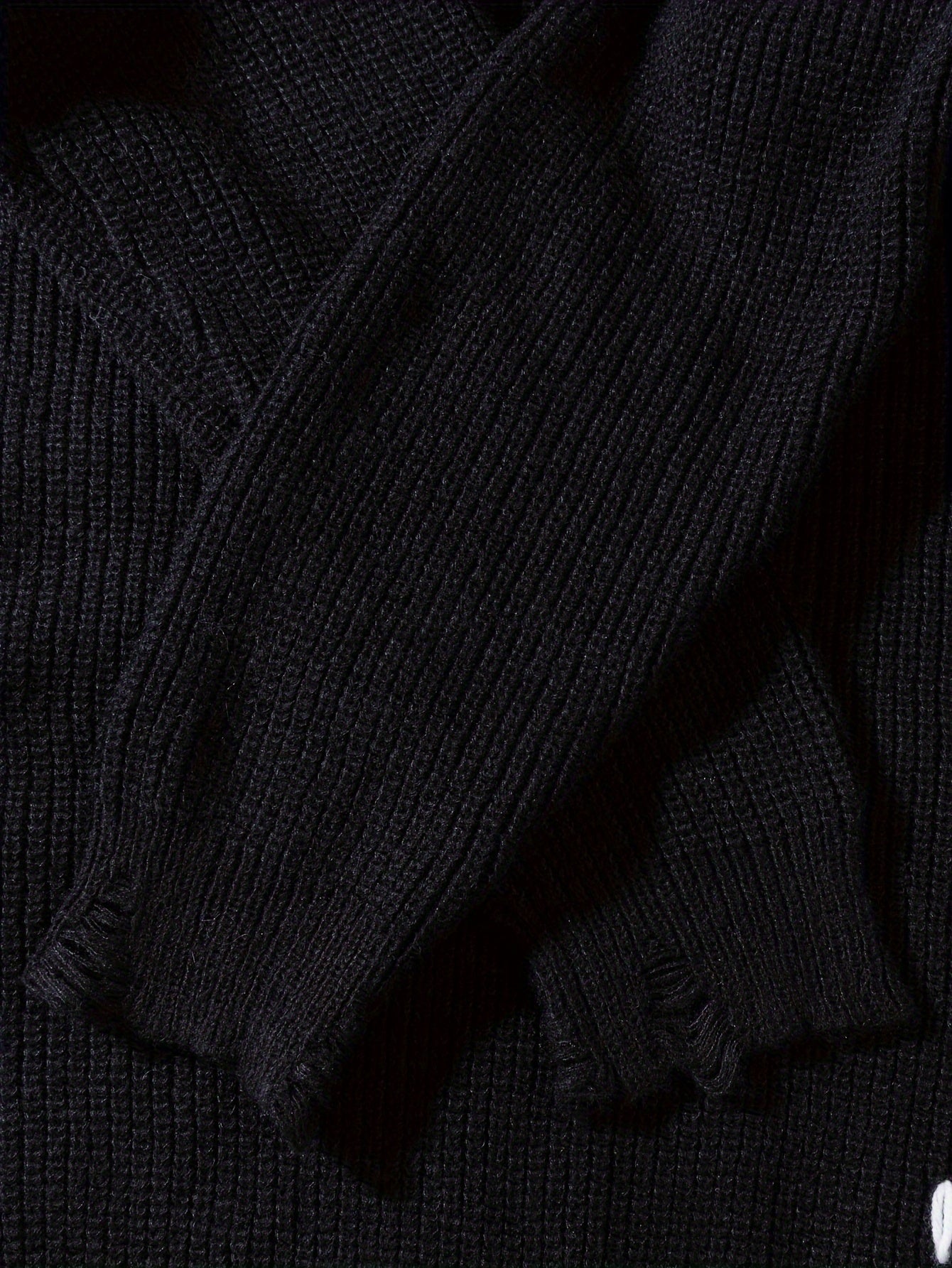 Unisex Distressed Sweater – Frayed Hem & Sleeves Loose Knit Street Pullover