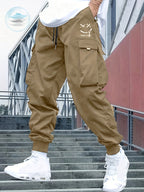 Men’s Street Style Oversized Footed Cargo Pants – Drawstring Waist, Spring/Fall Comfort