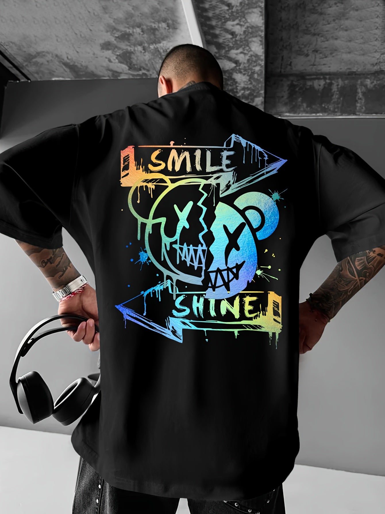 Men’s “Smile & Shine” Skull Graphic T-Shirt – Urban Streetwear Tee
