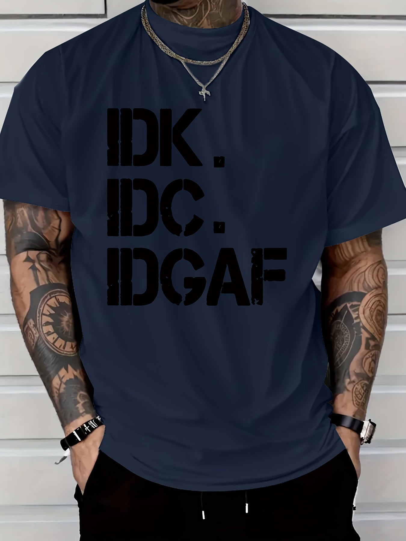 Men’s IDK IDC IDGAF Print T-Shirt – Casual Crew Neck Summer Tee