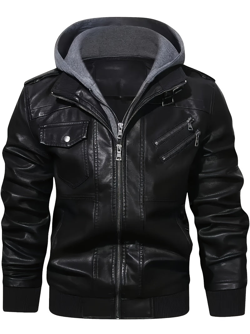Men’s "BESTSELLER" Black Hooded Jacket – Full-Zip Outdoor Casual Coat