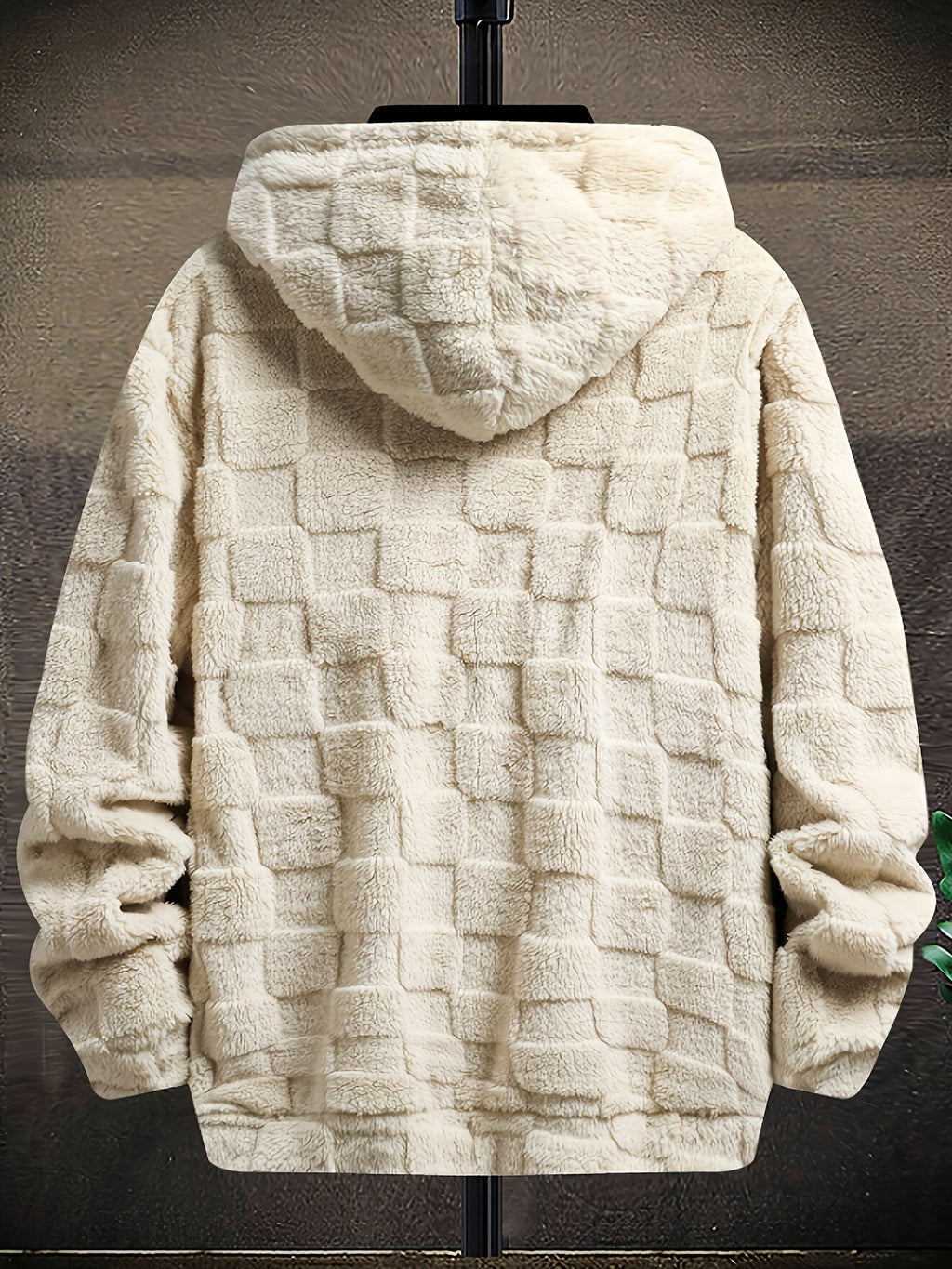 Men’s California Lettering Hoodie – Plush Fleece Jacquard Knit Winter Pullover