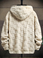 Men’s California Lettering Hoodie – Plush Fleece Jacquard Knit Winter Pullover