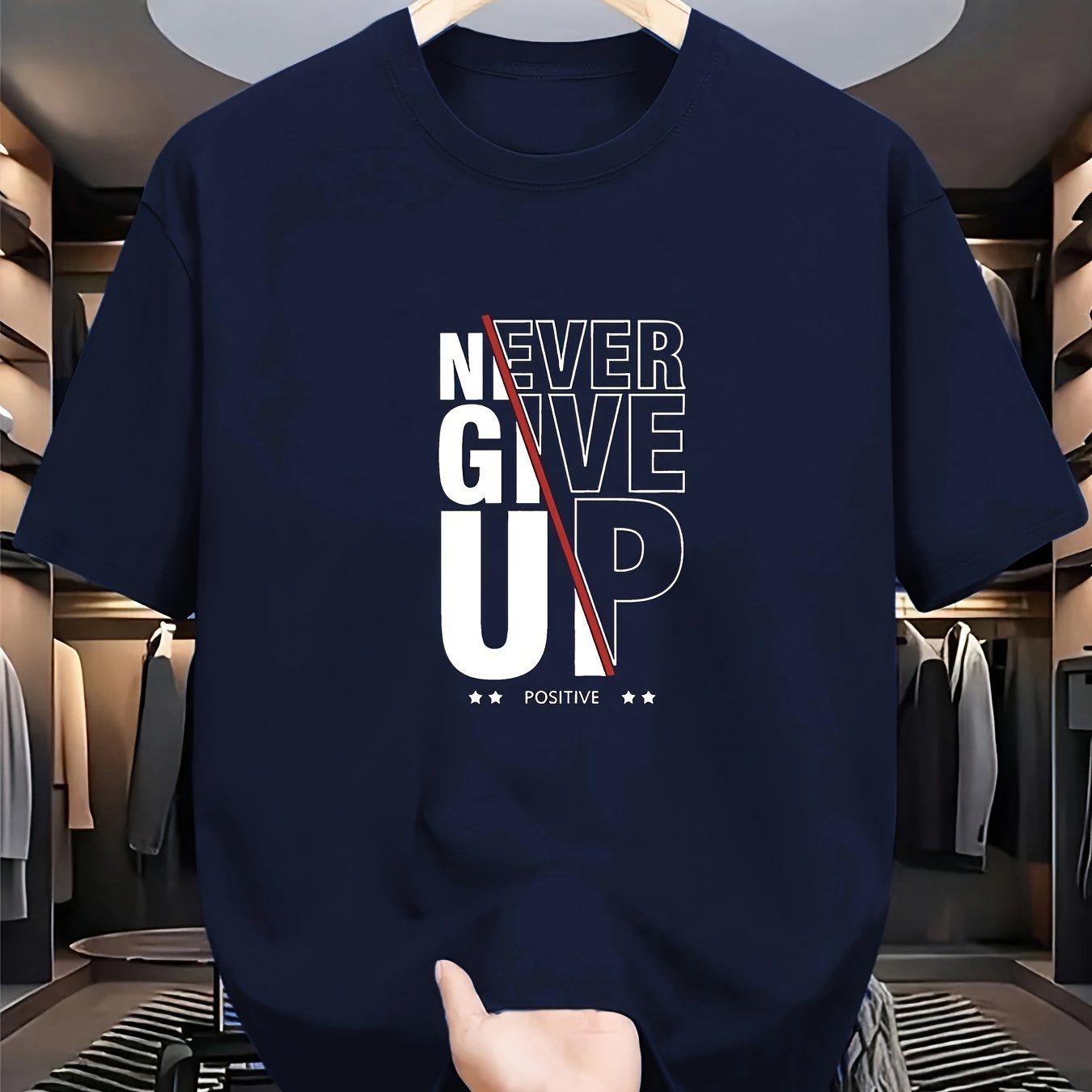 Men’s Oversized “Never Give Up” Heavyweight Tee