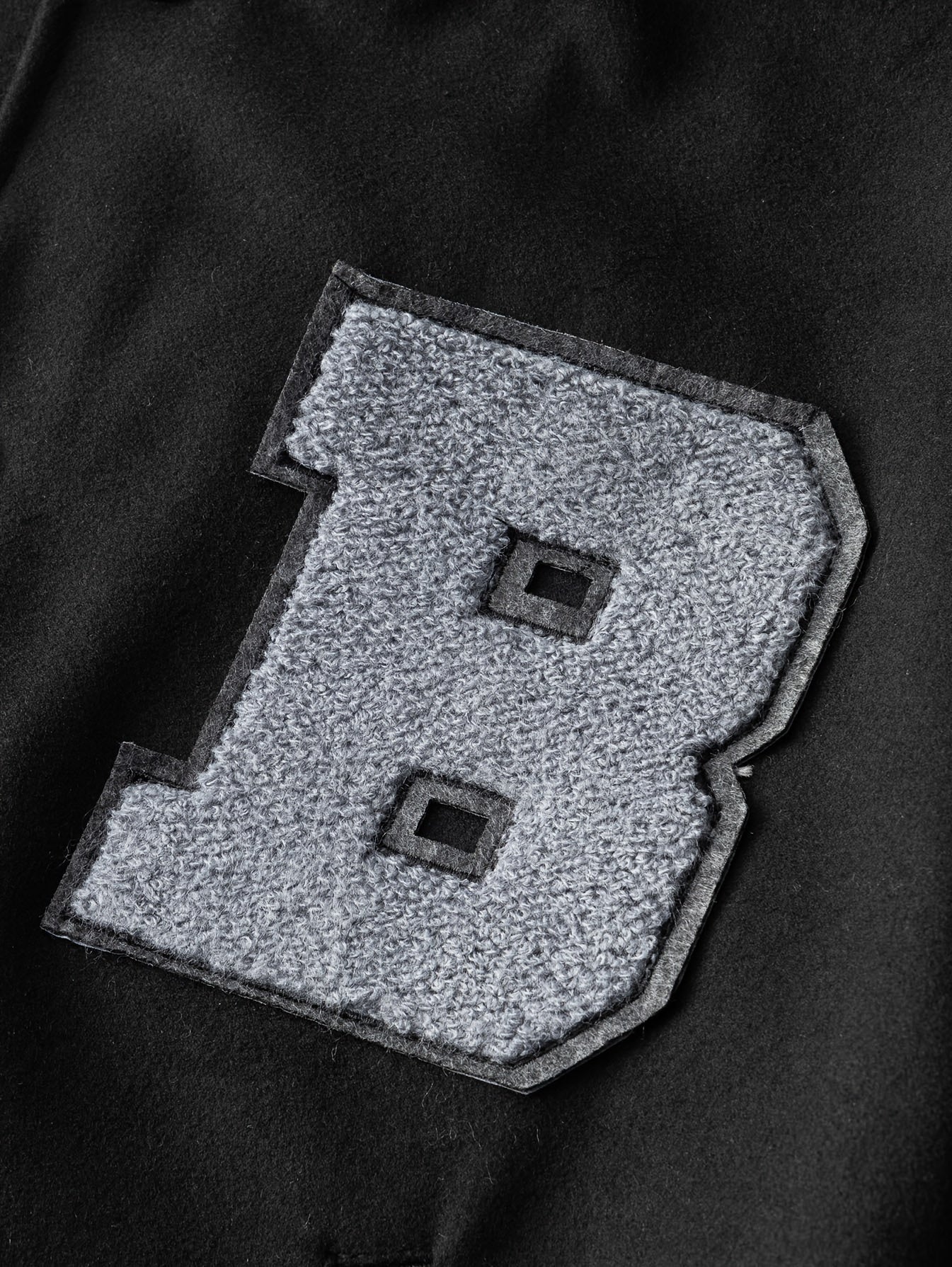 Men’s Black Baseball Jacket with Letter B – Vintage Varsity Outerwear, Polyester Lining