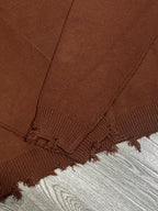 Unisex Oversized Knit Sweater – Drop Shoulder, Frayed Hem, Autumn/Winter Streetwear