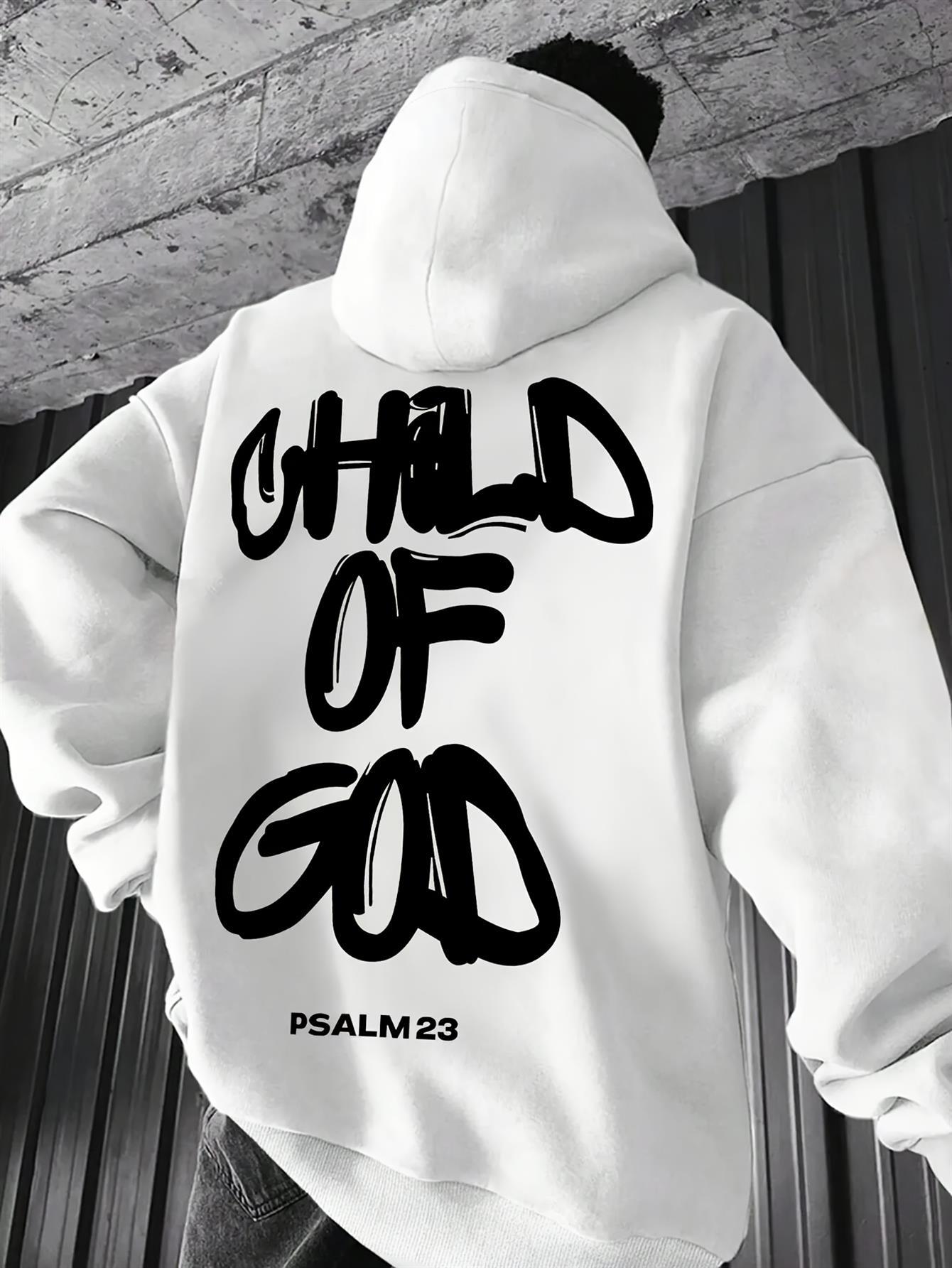 Christian Psalm 23 Oversized Hoodie for Men – Casual Faith Graphic Pullover