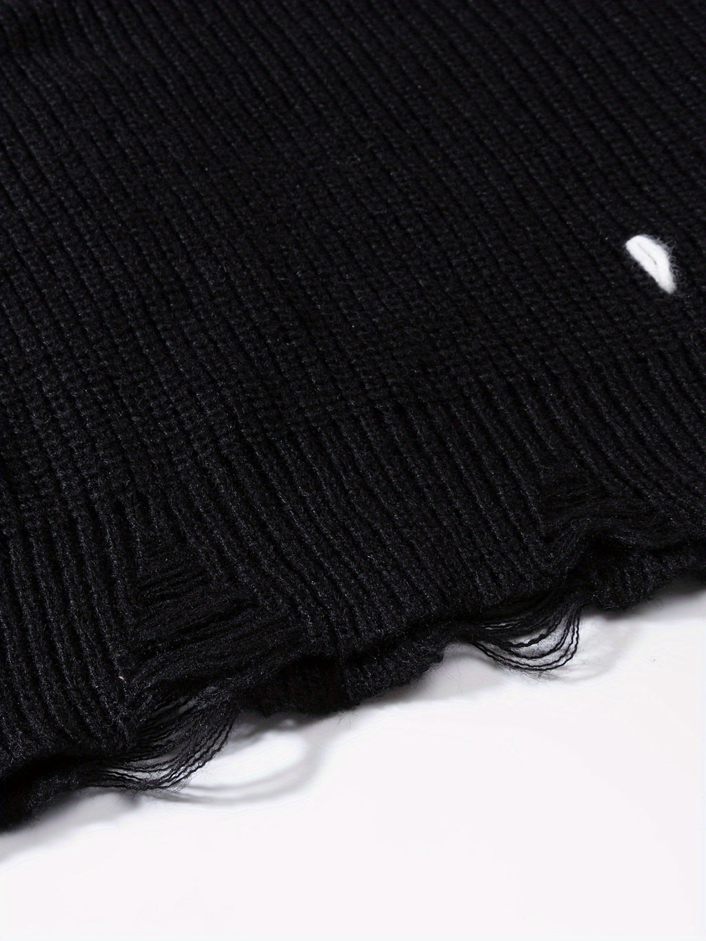 Unisex Distressed Sweater – Frayed Hem & Sleeves Loose Knit Street Pullover