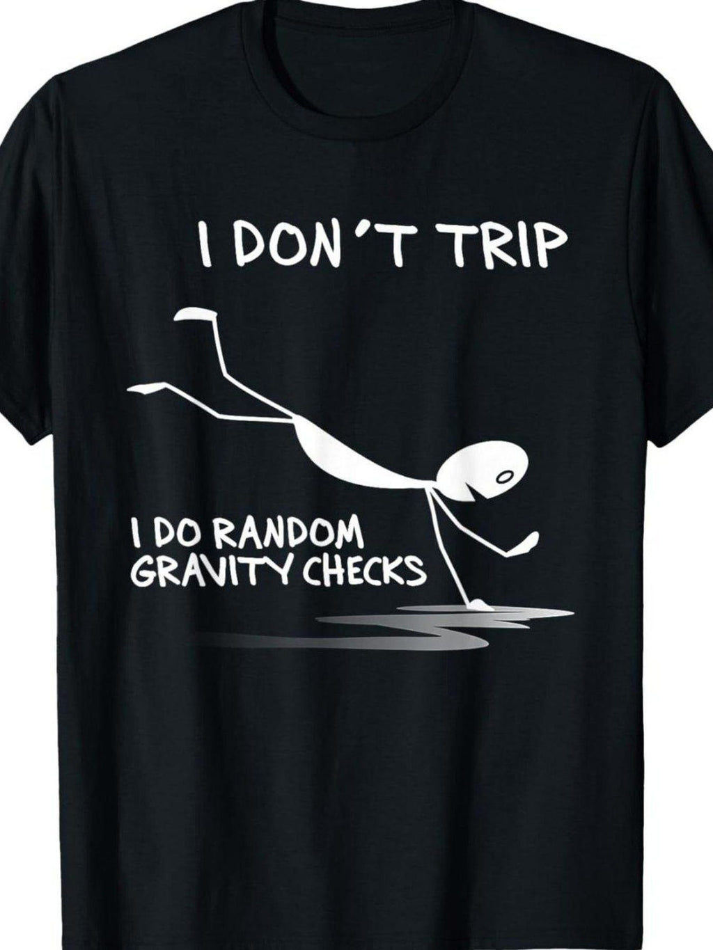 Funny Gravity Checks T-Shirt – Oversized Unisex Humor Tee in Black/White