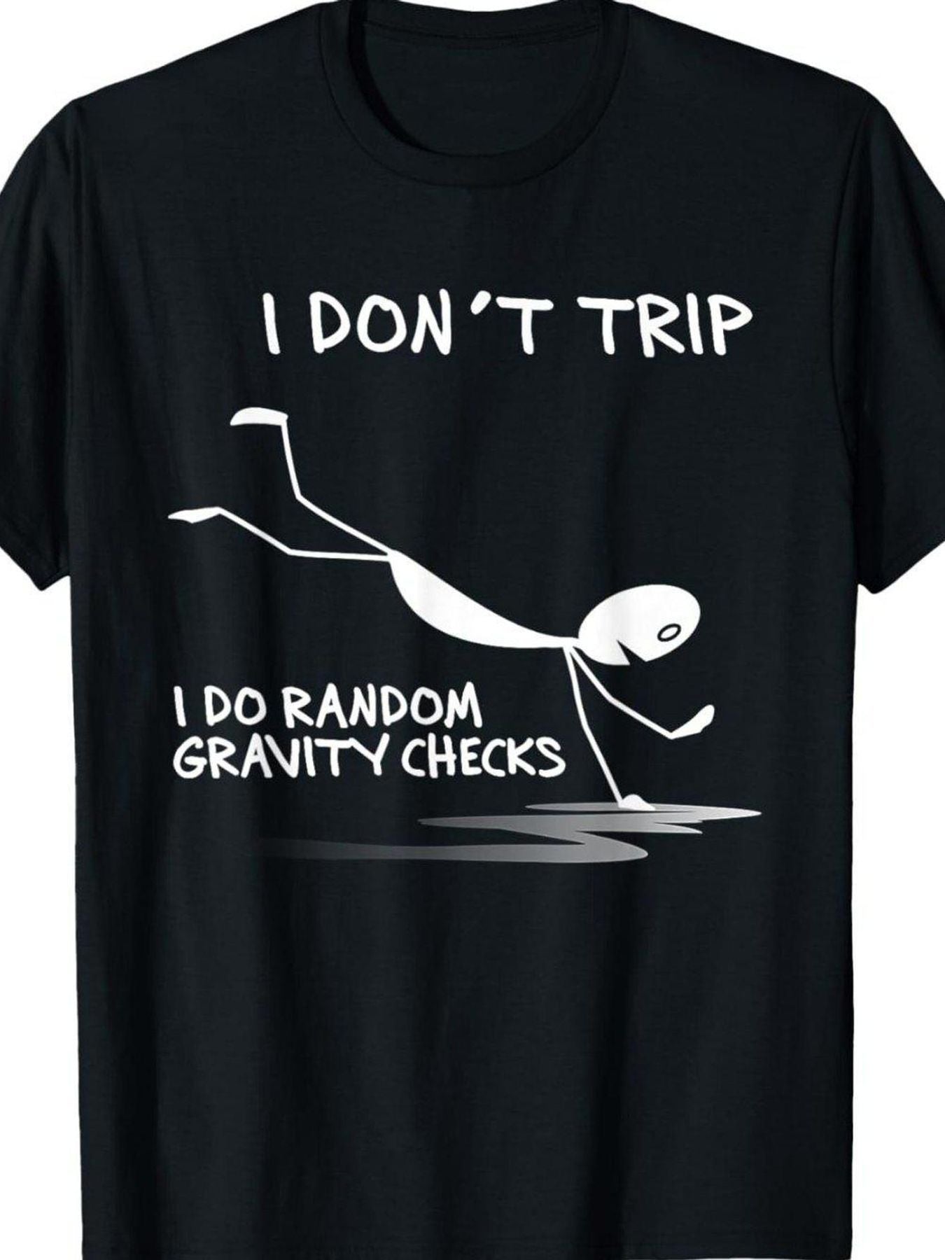 Funny Gravity Checks T-Shirt – Oversized Unisex Humor Tee in Black/White