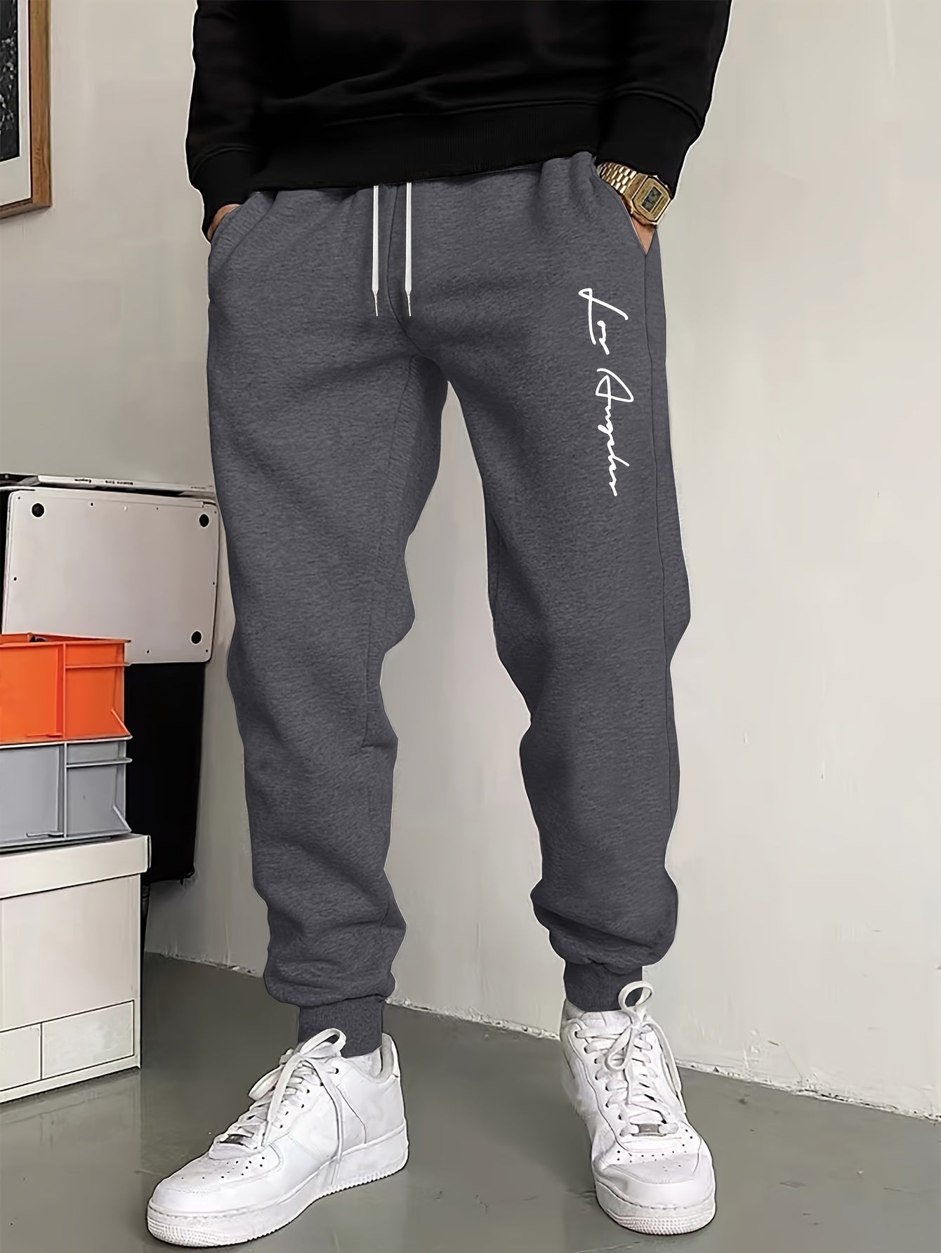 Men’s "BESTSELLER" Black Athletic Joggers – Stretch Running Pants with Drawstring