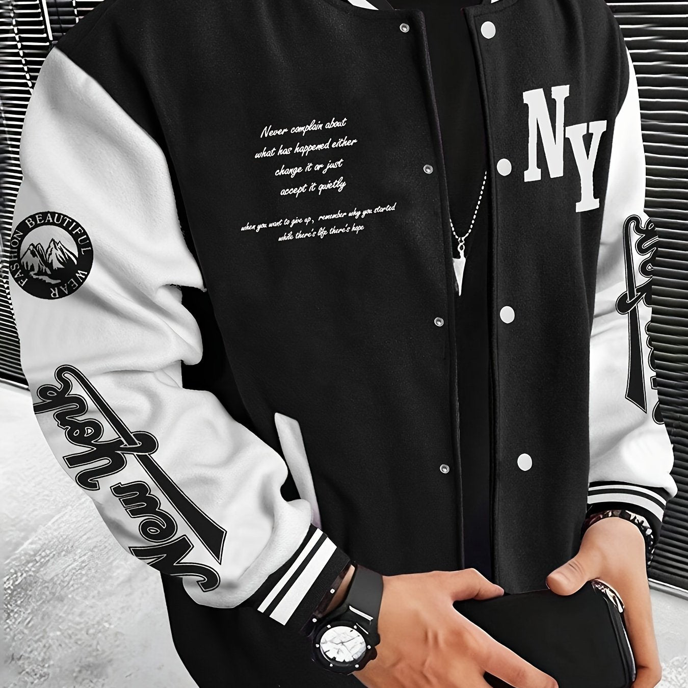 Men’s Vintage Varsity Jacket – Red & Black NY Baseball Coat