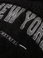 Men’s Cozy Fleece Hoodie – Loose Fit Drop-Shoulder “New York” Embroidered Pullover