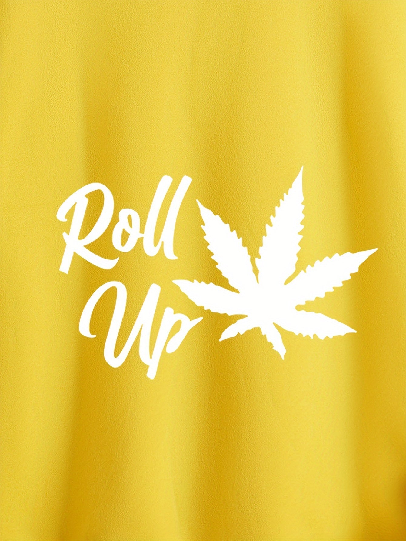 Plus Size Men’s Leaf & Roll Up Print Hoodie + Sweatpants Set