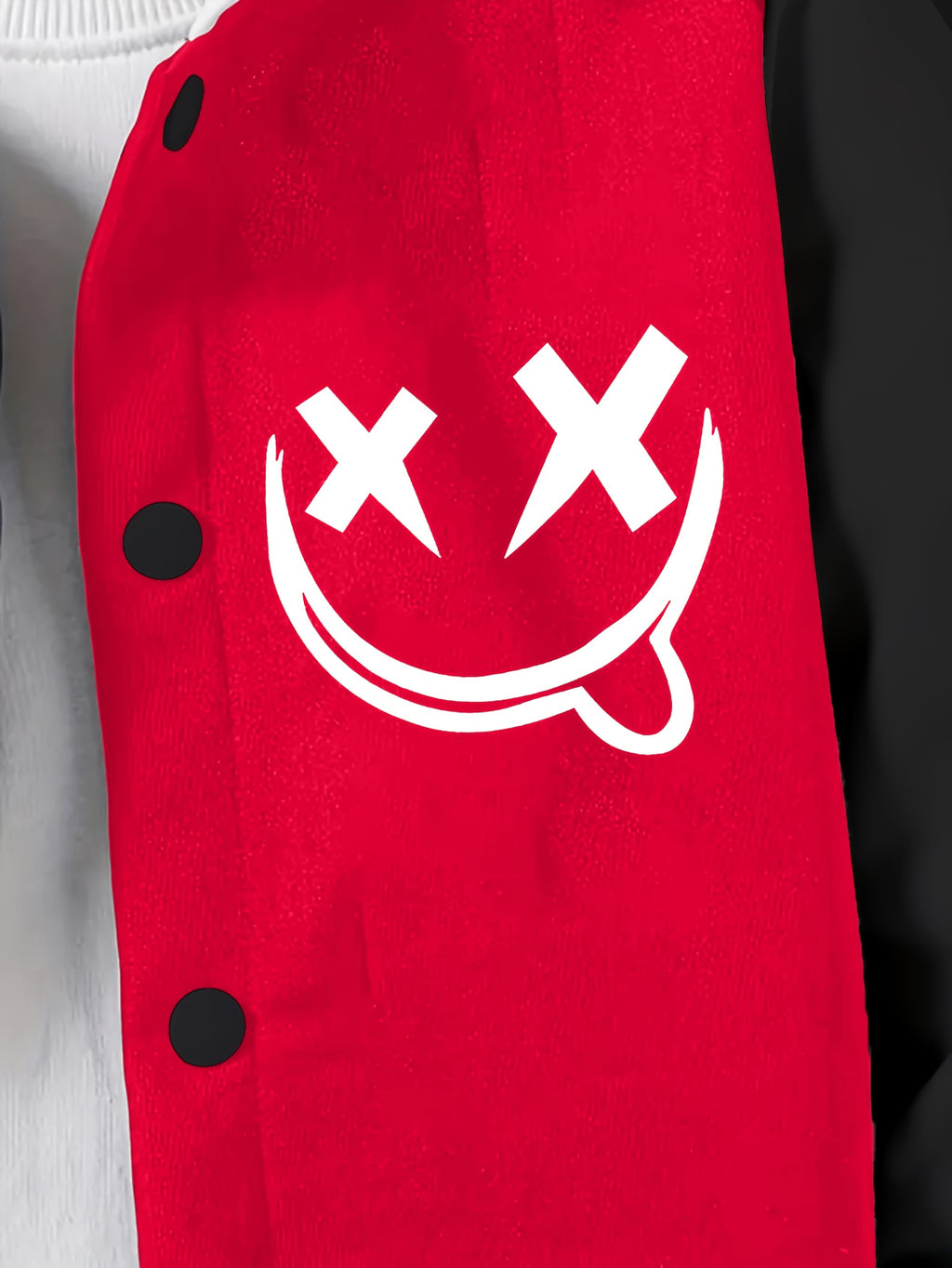 Funny Face Graphic Hoodie Jacket – Loose Fit Contrast Zip-Up Winter Outerwear