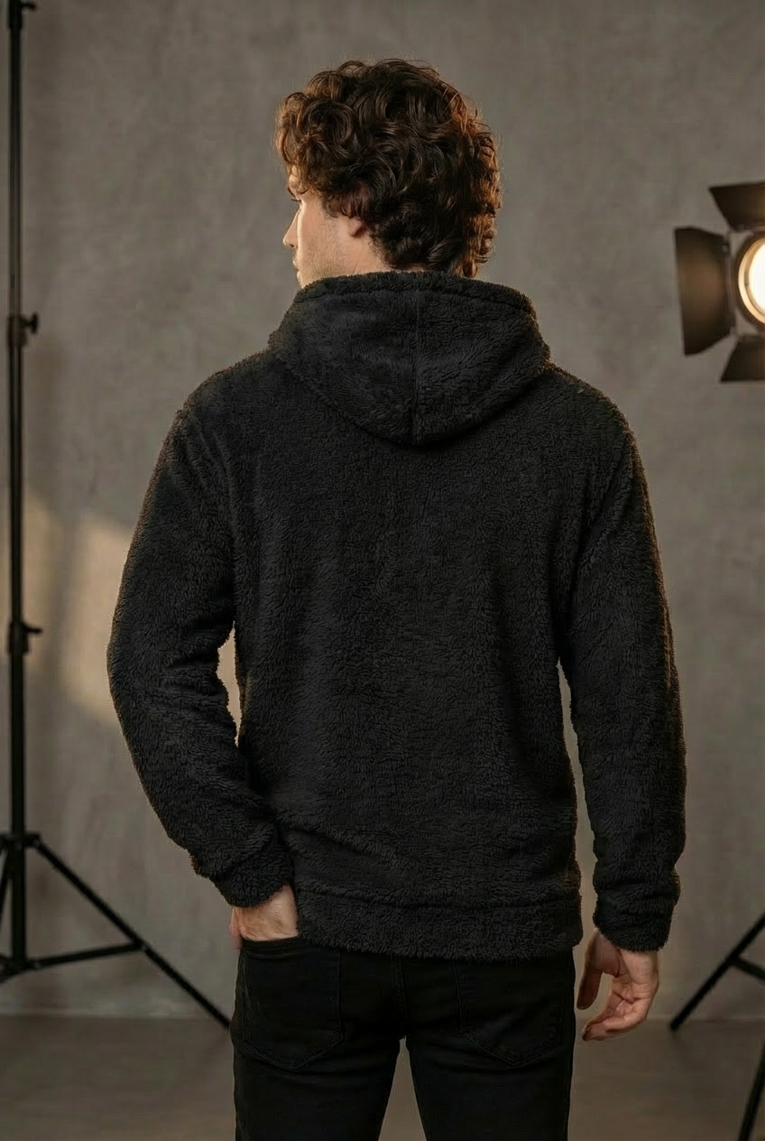Men’s Cozy Fleece Hoodie – Loose Fit Drop-Shoulder “New York” Embroidered Pullover