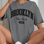 Women’s Graphic Print Tee – Casual Crew Neck Short Sleeve Top for Spring & Summer