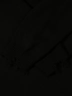 Men’s Black Distressed Fringe Sweater – Oversized Streetwear Long Sleeve Pullover