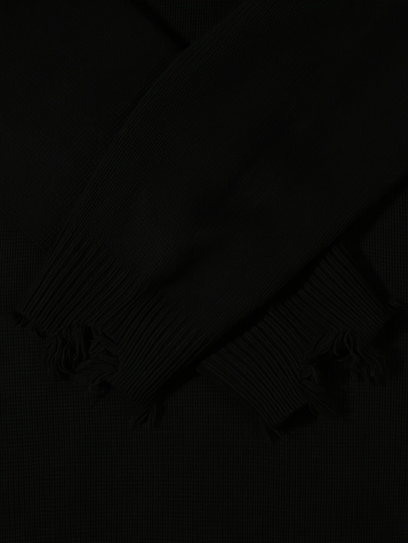 Men’s Black Distressed Fringe Sweater – Oversized Streetwear Long Sleeve Pullover