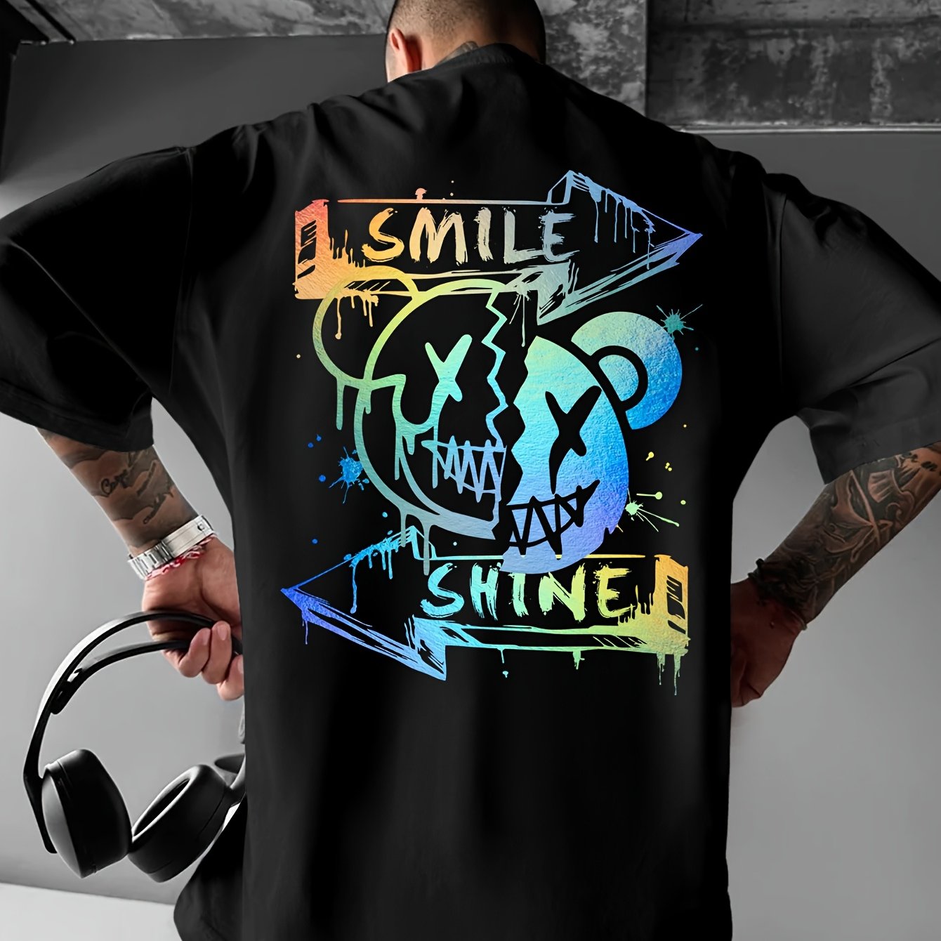 Men’s “Smile & Shine” Skull Graphic T-Shirt – Urban Streetwear Tee