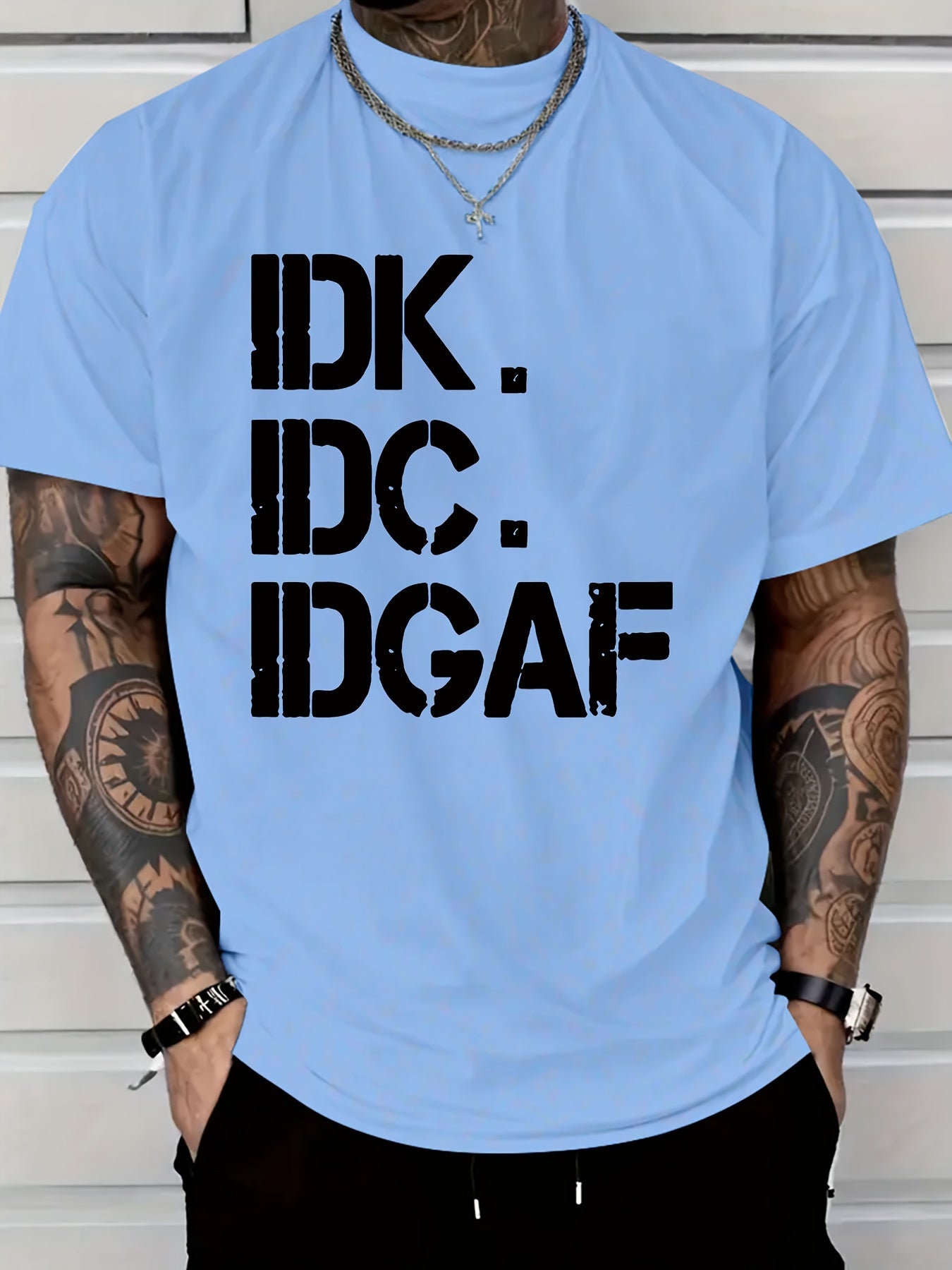Men’s IDK IDC IDGAF Print T-Shirt – Casual Crew Neck Summer Tee