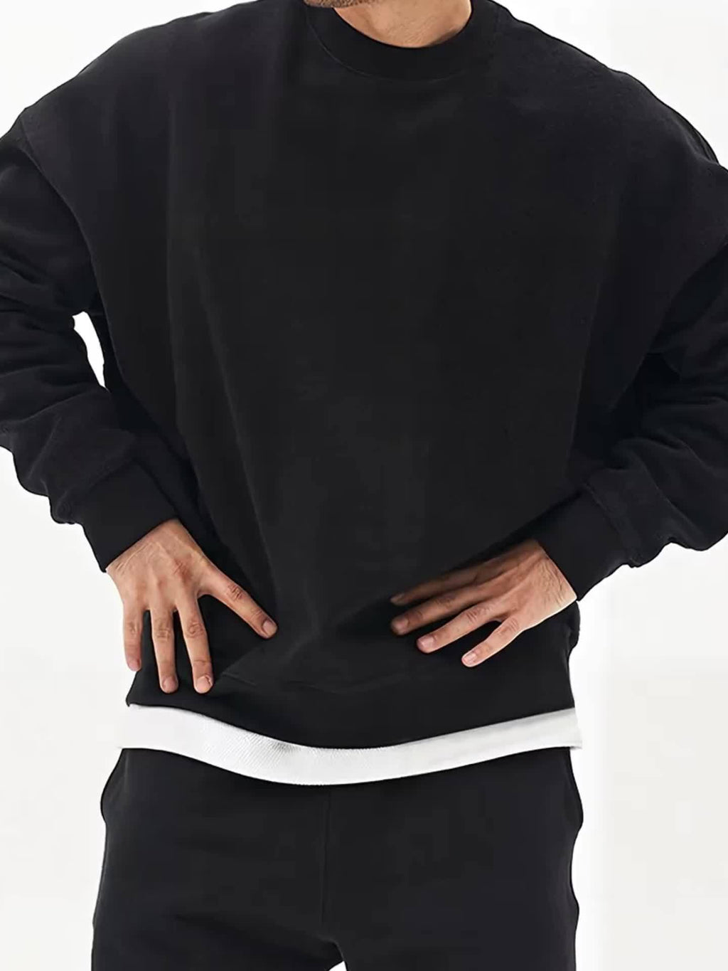 Men’s Classic Crew Neck Sweatshirt – Solid Color, Casual Fall/Winter Pullover