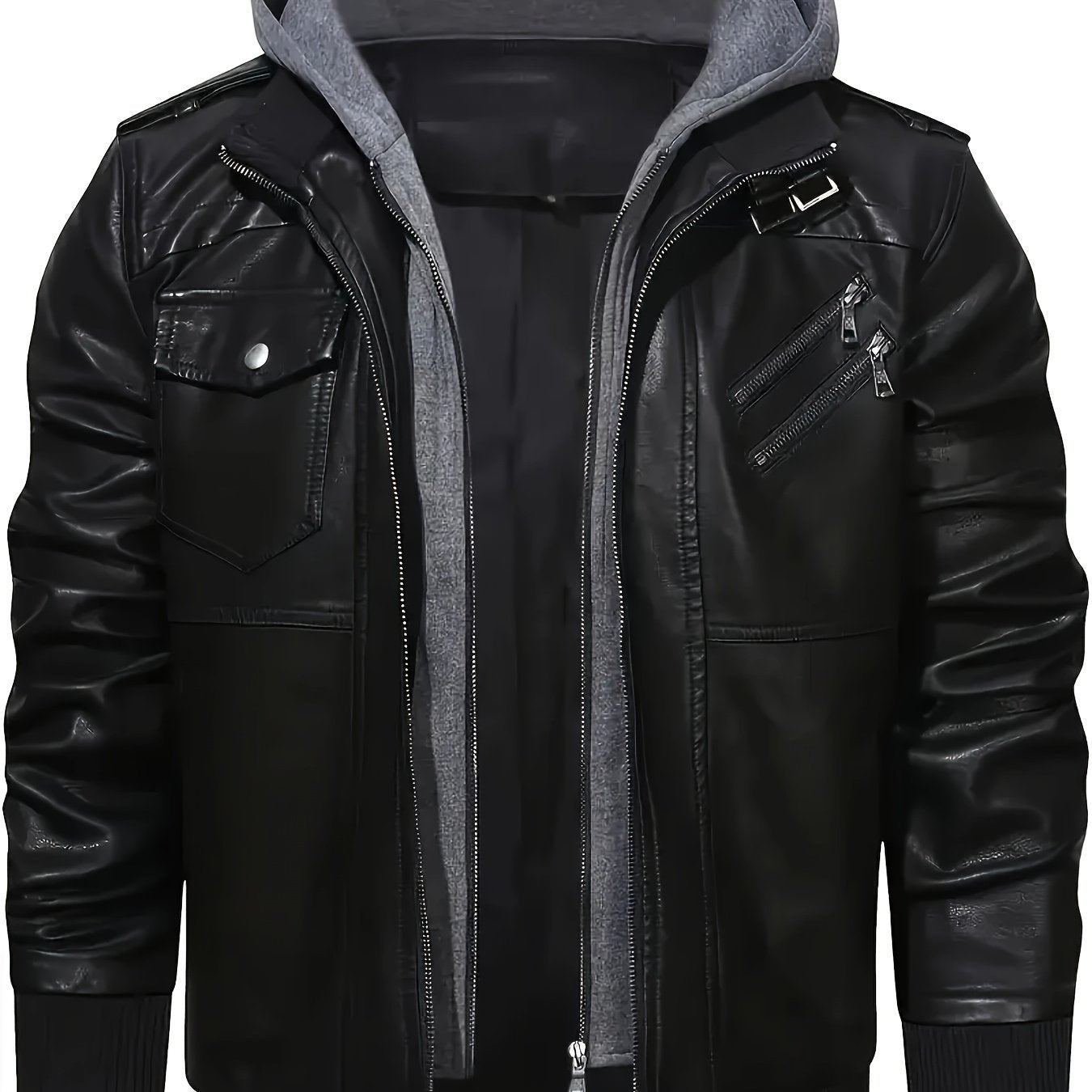 Men’s "BESTSELLER" Black Hooded Jacket – Full-Zip Outdoor Casual Coat
