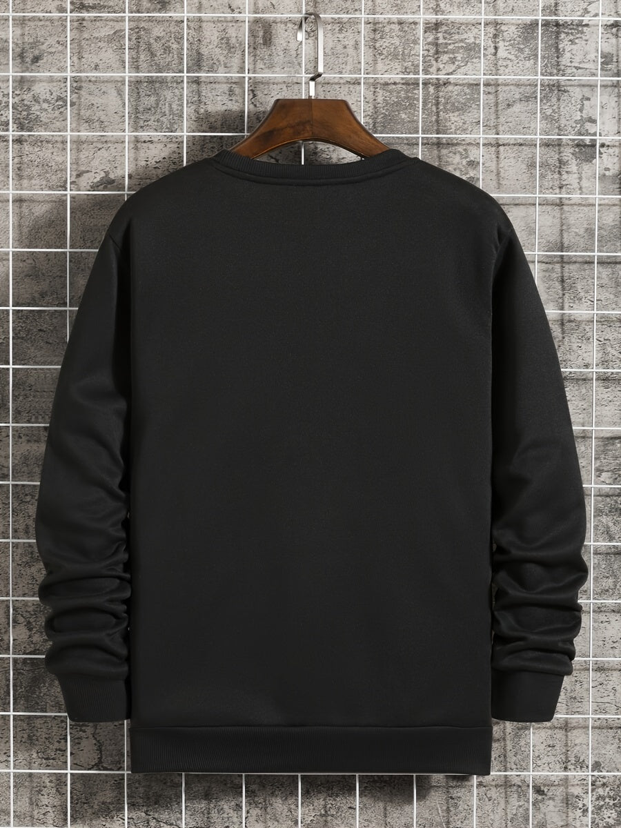 Men’s Classic Crew Neck Sweatshirt – Solid Color, Casual Fall/Winter Pullover