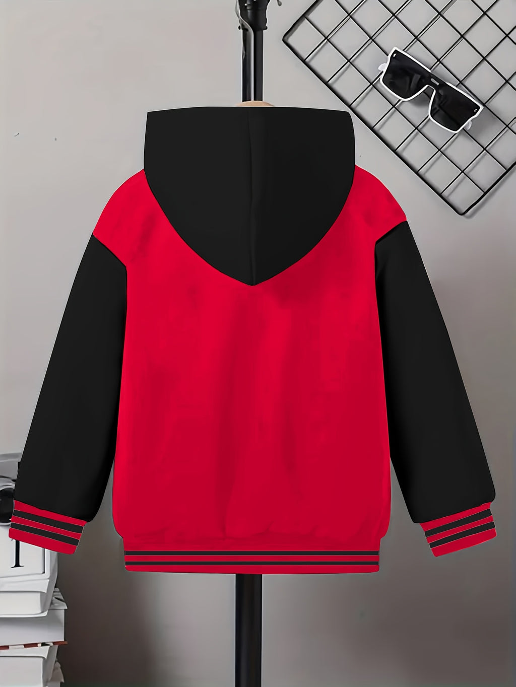 Funny Face Graphic Hoodie Jacket – Loose Fit Contrast Zip-Up Winter Outerwear