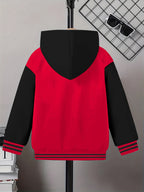 Funny Face Graphic Hoodie Jacket – Loose Fit Contrast Zip-Up Winter Outerwear