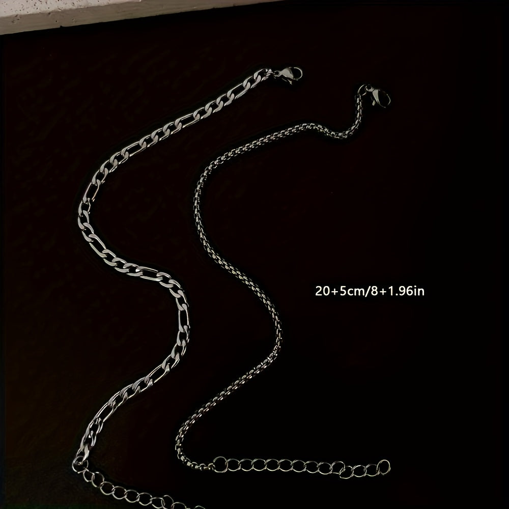 Unisex Interlocking Link Jewelry Set – Stainless Steel Bracelet & Necklace (2pcs)