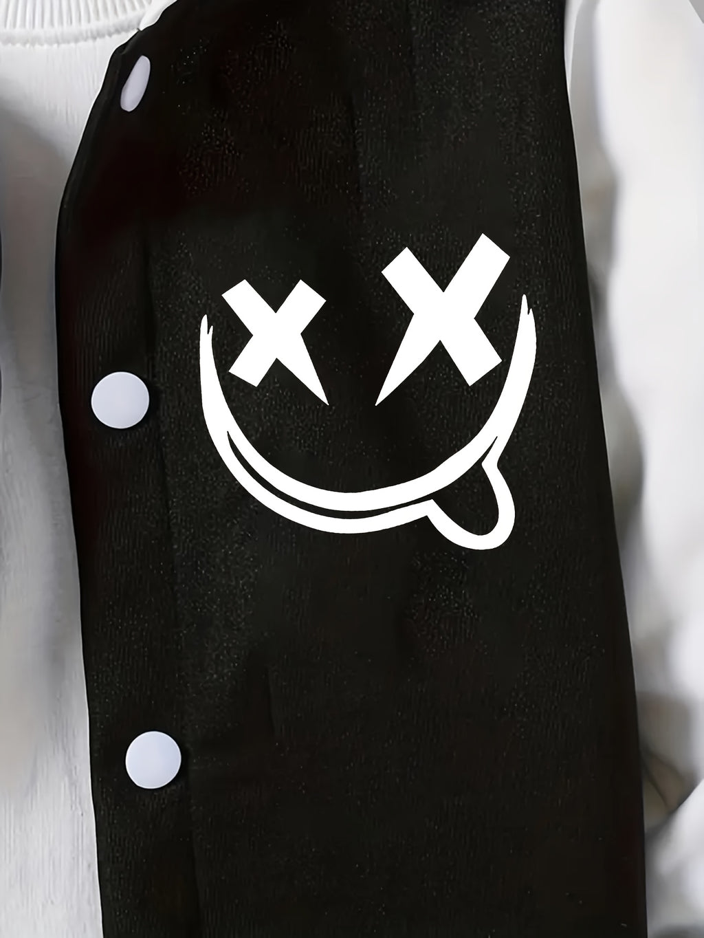 Funny Face Graphic Hoodie Jacket – Loose Fit Contrast Zip-Up Winter Outerwear